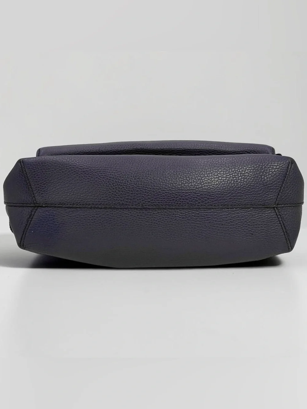 Gucci Mens Navy Blue Pebbled Leather Tote Business Shoulder Bag Web Strap